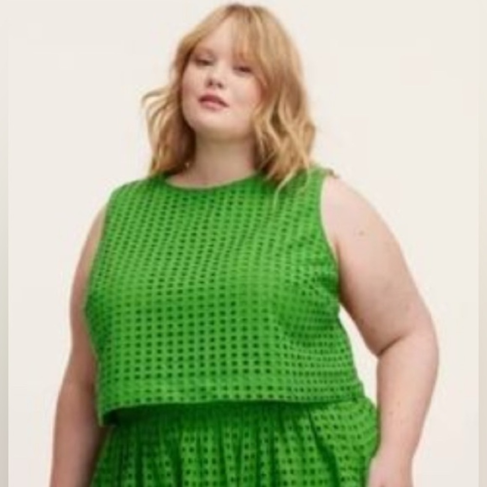 Kate Spade New York x Target Eyelet Shell Tank Top Green plus size